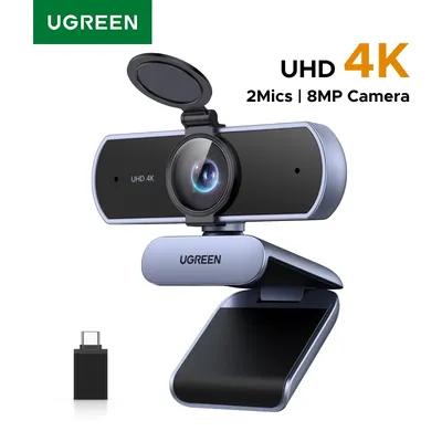 UGREEN 4K FHD 1080P 웹캠 8MP PC용, PDAF 자동 초점, 듀얼 AI 노이즈 캔슬링 마이크, 줌/팀/구글 미팅용 웹캠 카메라